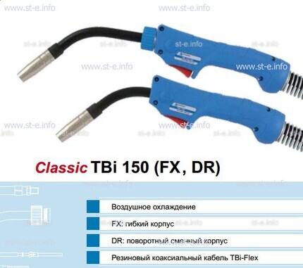 Горелка для полуавтоматической сварки TBi 150-blue-ESG, длина 3 метра - st-e.info - Новосибирск